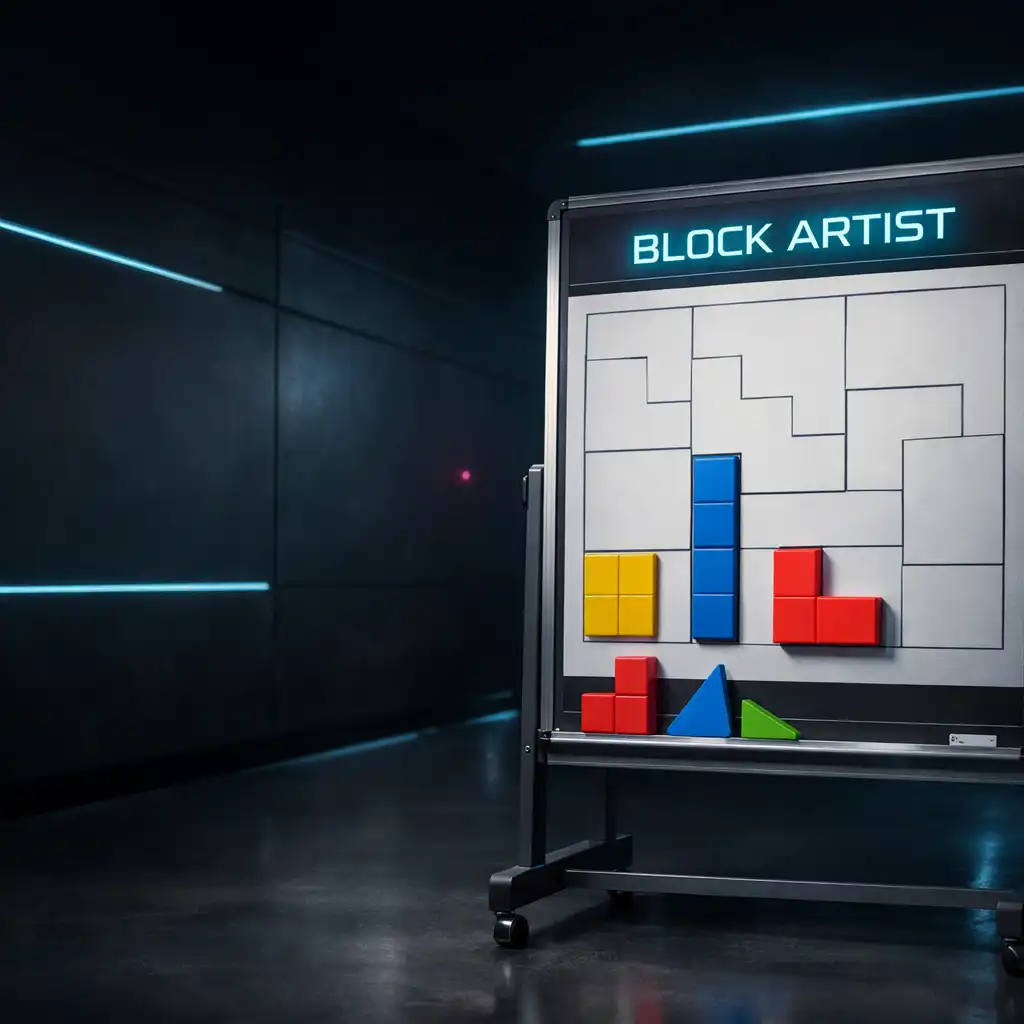 Mobilna plansza puzzle-art z geometrycznymi elementami i otwartymi liniami dla kolejnych ruchów